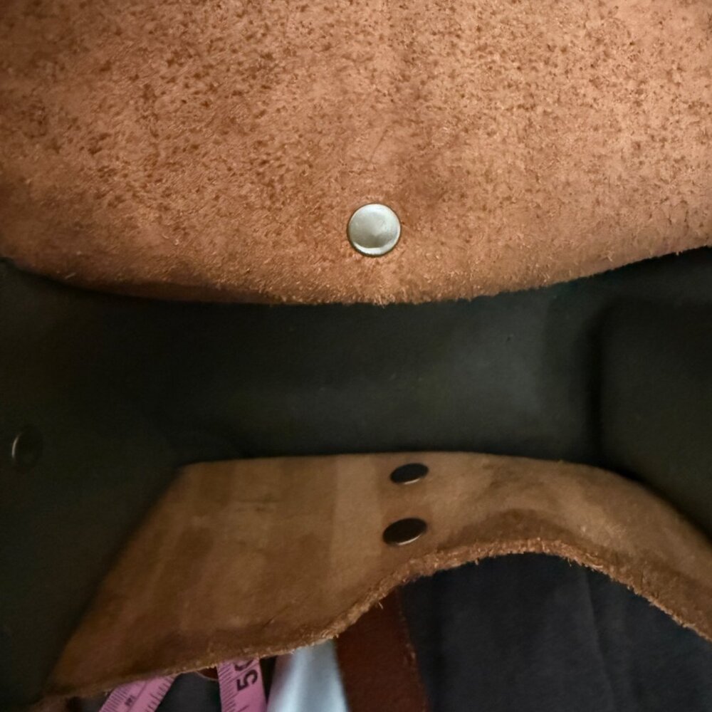 Rogue Journeymen Brown Suede & Green Canvas Crossbody Bag With Adjustable Strap - Picture 10 of 10
